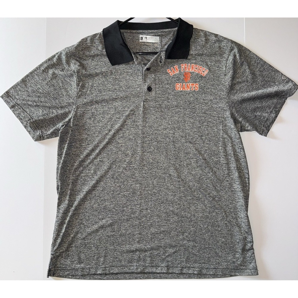 Men's XL True Fan San Francisco Giants Polo Shirt Gray Black MLB Baseball